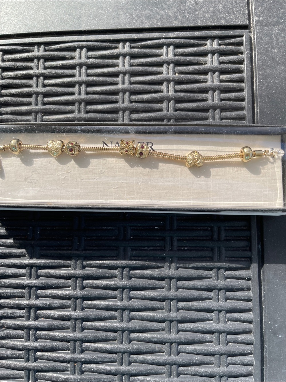 Napier Gold-Tone Charm Bracelet with Decorative Beads